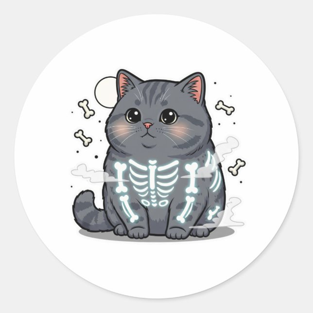 Adesivo Skeleton Brit - British Shorthair Cat Spooky (Frente)