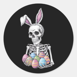 Adesivo Skeleton Bunny Segurando Ovos De Páscoa Coelho Eng