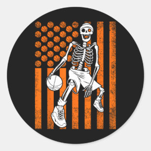 Adesivo Skeleton Bysketbyll Player Usa American Flag V