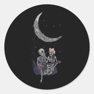Adesivo Skeleton Casal Moon Swing Guitar Hallowee