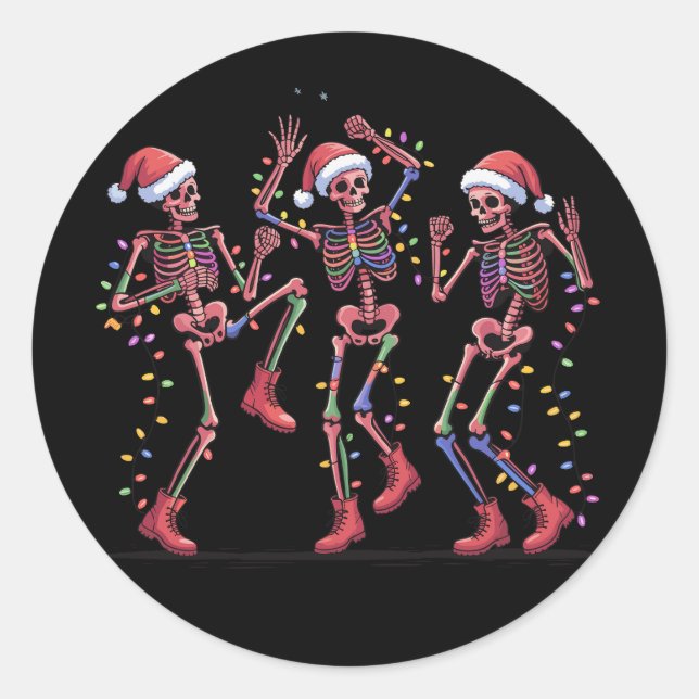 Adesivo Skeleton Christmas Dancing Skeleton Lights Feliz (Frente)
