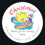 Adesivo Skeleton Christmas em julho Beach Surf Naughn<br><div class="desc">Escolha este Skeleton Christmas em julho Praia Relatório do ano de Médio de praia Ainda modelo e comemore o Natal em julho com a família e amigos. Personalize o design com os detalhes do seu evento e solicite seu Natal em convites e suprimentos de festas de julho agora.</div>