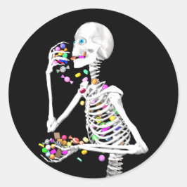 Adesivo Skeleton comendo balas de Halloween