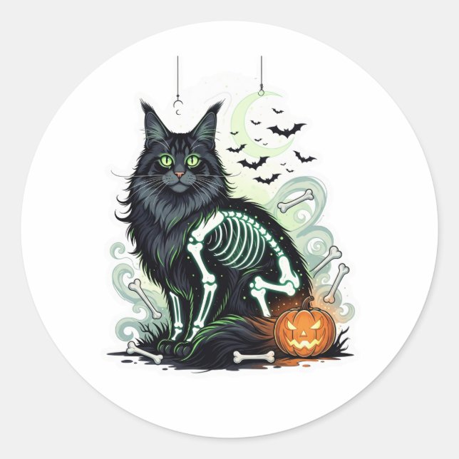 Adesivo Skeleton Coon - Maine Coon Halloween (Frente)
