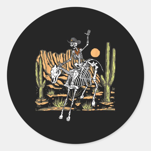 Adesivo Skeleton Cowboy Andando Cavalo Halloween Rider Cos (Frente)