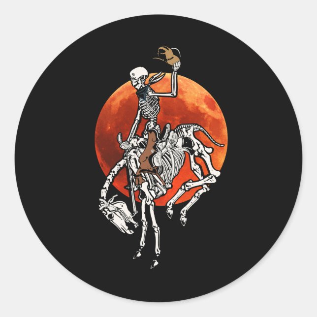 Adesivo Skeleton Cowboy Andando Cavalo Halloween Rider Cos (Frente)