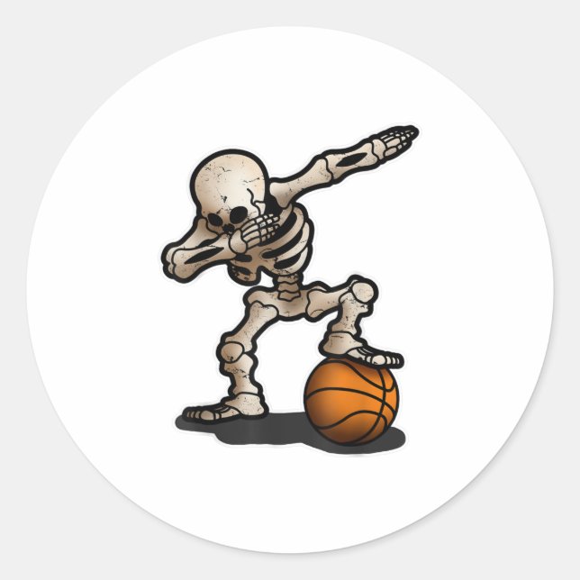 Adesivo Skeleton Dabbing Basquete Figurino de Halloween (Frente)