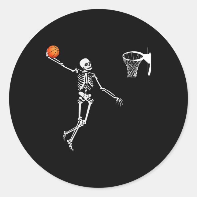 Adesivo Skeleton de basquete no Halloween Art Skeleto (Frente)