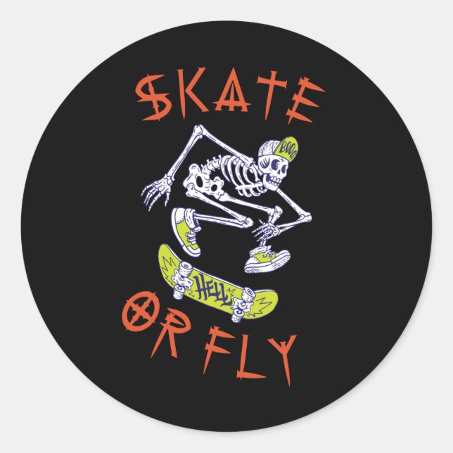 Adesivo Skeleton de skate ou mosca (Frente)