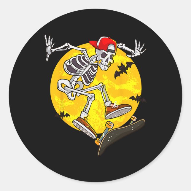 Adesivo Skeleton Dia de as Bruxas engraçado Skate (Frente)