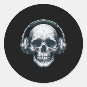 Adesivo Skeleton Dj Fones de ouvido Spooky Skull Musical H
