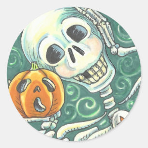 Adesivo SKELETON E JACK O LANTERN STICKERS, FOLHA redonda