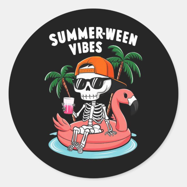 Adesivo Skeleton Flamingo Summerbetween Vibes Halloween Bo (Frente)