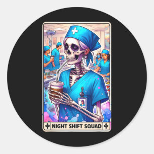 Adesivo Skeleton Funny Tarot Card Night Shift Squad Hallow