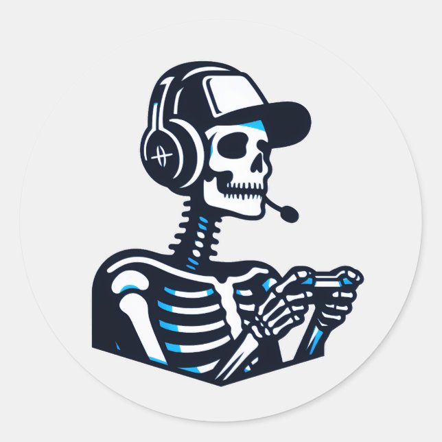 Adesivo Skeleton Gamer Sticker - Decano Legal de Jogos do  (Frente)