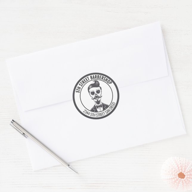 Adesivo Skeleton Gentleman Barber Logotipo Cruzado (Envelope)