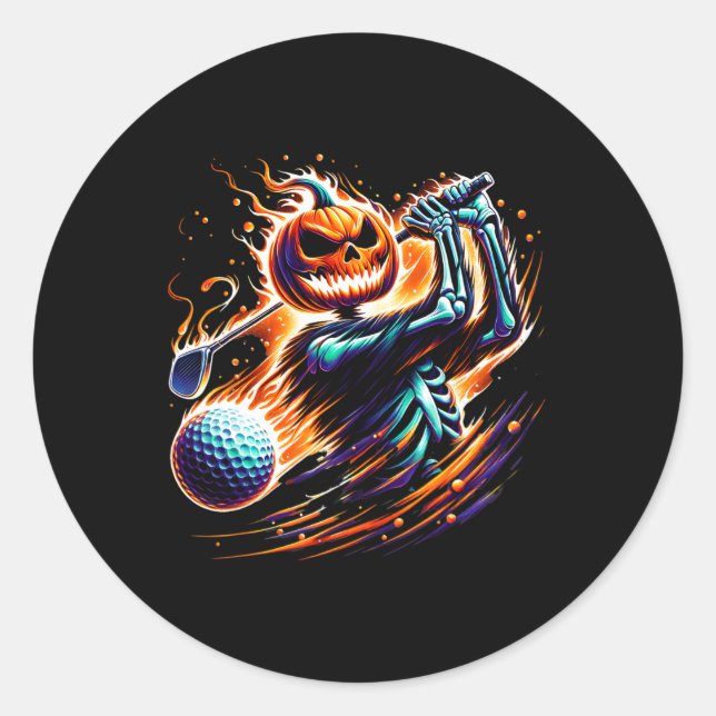 Adesivo Skeleton Golfing Pumpkin Golfer Golfer (Frente)