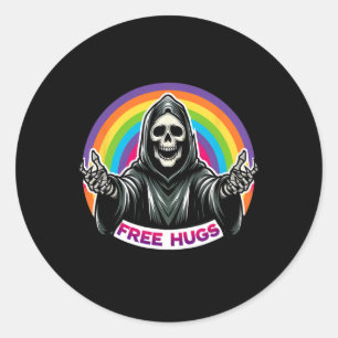 Adesivo Skeleton Grim Reaper Halloween Engraçado Rainbow F