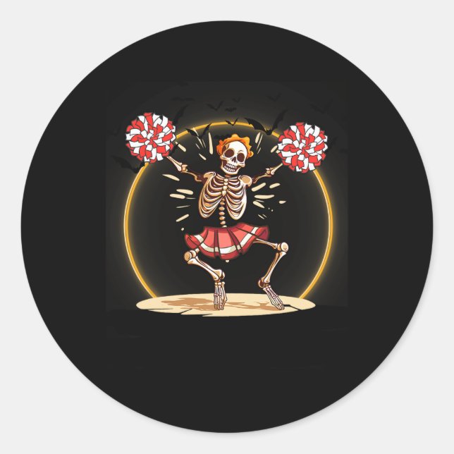 Adesivo Skeleton Halloween Cheer Skeleton Cheerleader (Frente)