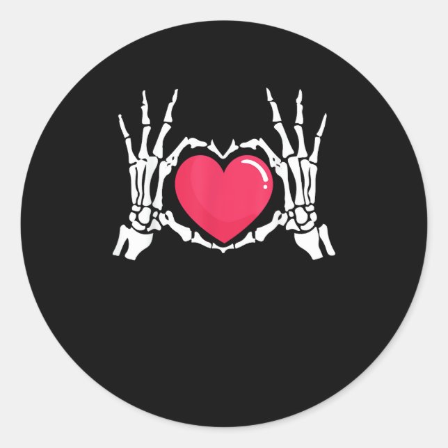 Adesivo Skeleton Halloween do Coração da Mão (Frente)