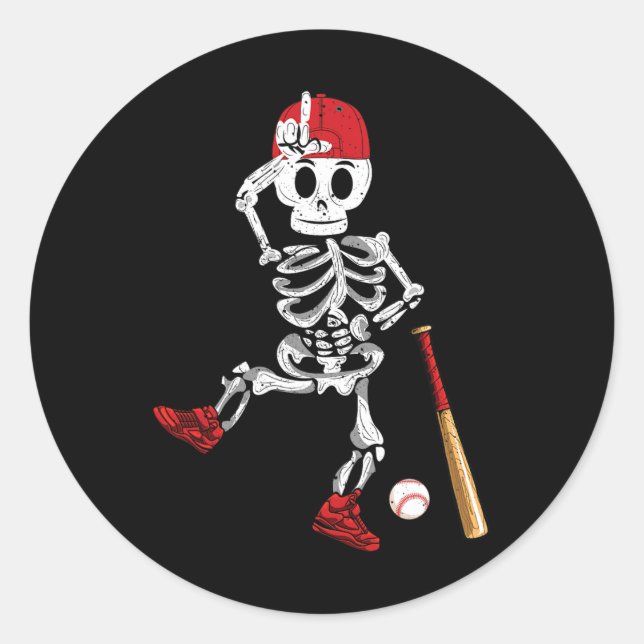 Adesivo Skeleton Halloween Engraçado Esqueleto Jogando Bas (Frente)
