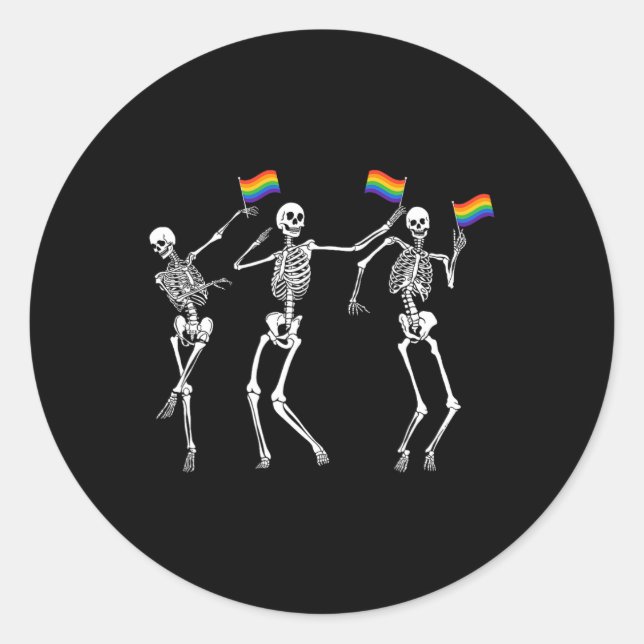 Adesivo Skeleton Halloween Lgbt Flag Skeleton Gay Pride Mo (Frente)