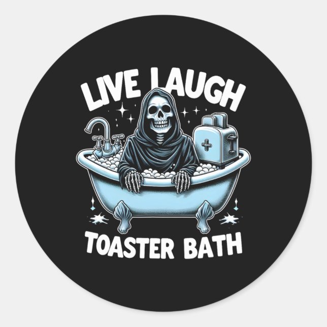 Adesivo Skeleton Halloween Live Laugh Toaster Bath Design (Frente)