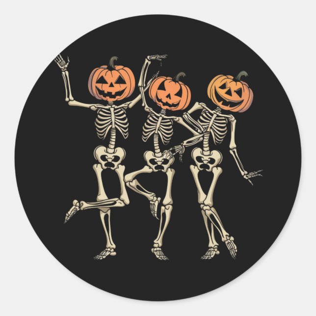 Adesivo Skeleton Halloween Pumpkin Cai Fall Spooky (Frente)
