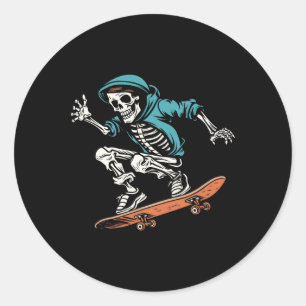 Adesivo Skeleton Halloween Skateboarder Men