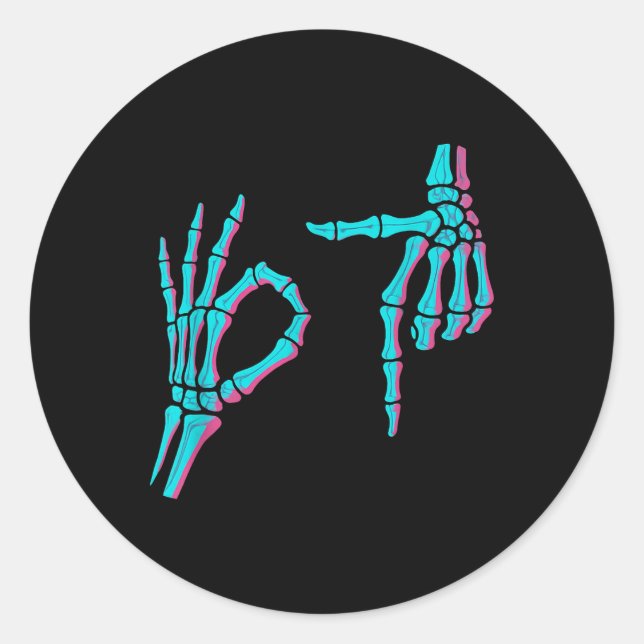 Adesivo Skeleton Hand Funny Six Seven 6 7 Meme 67 Hallowee (Frente)