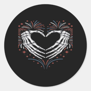 Adesivo Skeleton Hand Heart 4th Of Usa Patriotic American