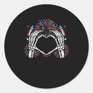 Adesivo Skeleton Hand Heart EUA Patriotic American