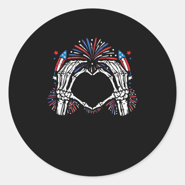 Adesivo Skeleton Hand Heart EUA Patriotic American (Frente)