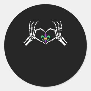 Adesivo Skeleton Hand Heart Mardi Gras
