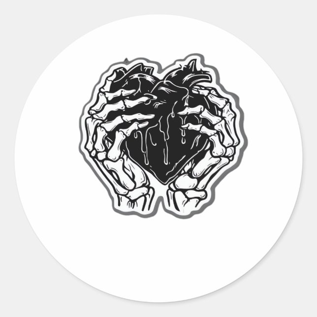 Adesivo Skeleton Heart Mãos Engraçadas (Frente)