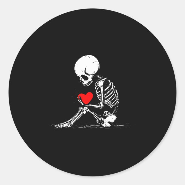 Adesivo Skeleton Heart Valentines Emo Gothic Minimalist Ck (Frente)