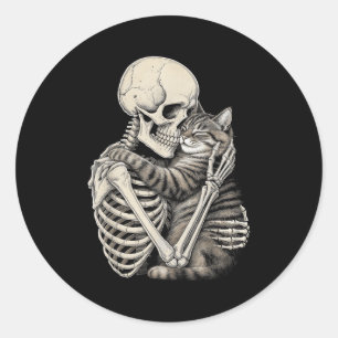 Adesivo Skeleton Hugging Gatos de Halloween