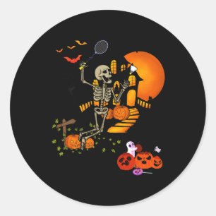 Adesivo Skeleton Jogando Badminton Esporte Assustador Hall