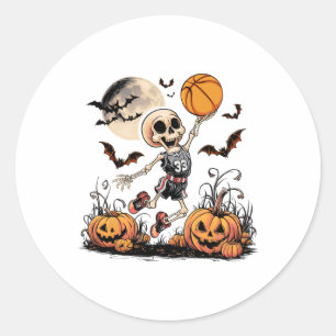 Adesivo Skeleton jogando basquete Homens do Dia das Bruxas