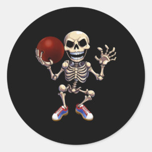 Adesivo Skeleton Jogando Boliche Dia de as Bruxas engraçad