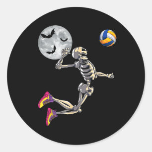 Adesivo Skeleton jogando voleibol Feliz Dia das Bruxas