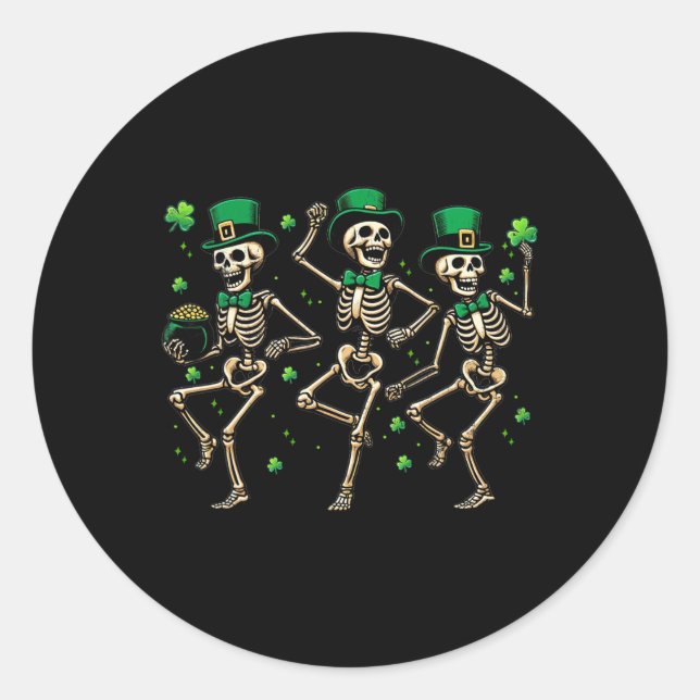 Adesivo Skeleton Leperchaun Funny Skeleton Dancing Rua Pat (Frente)