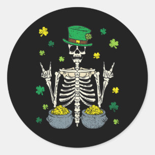 Adesivo Skeleton Leprechaun Dia de São Patrício Shamrock C
