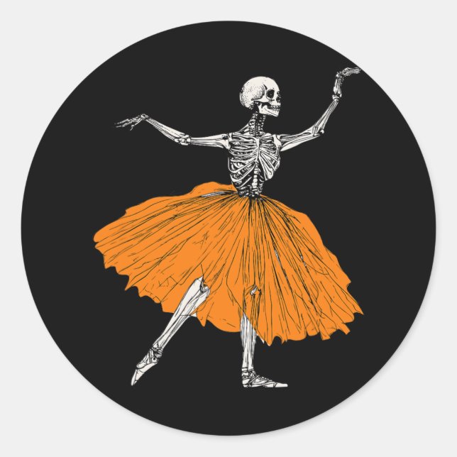 Adesivo Skeleton Llerina Dance Tutu Spooky Dancer Hal (Frente)