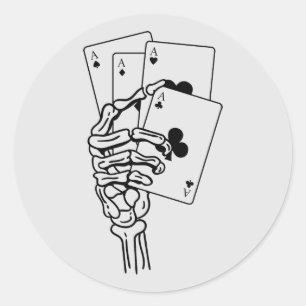Adesivo Skeleton Mão Segurando Cartões