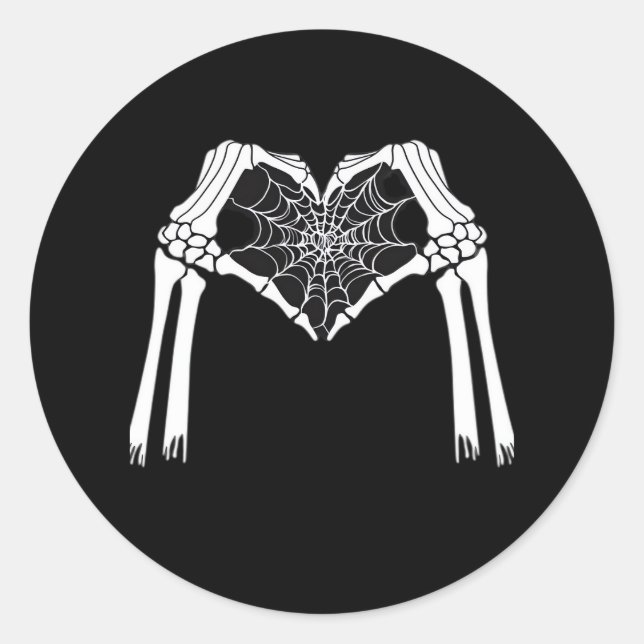 Adesivo Skeleton Mãos Coração Cobweb (Branco) Clássico (Frente)