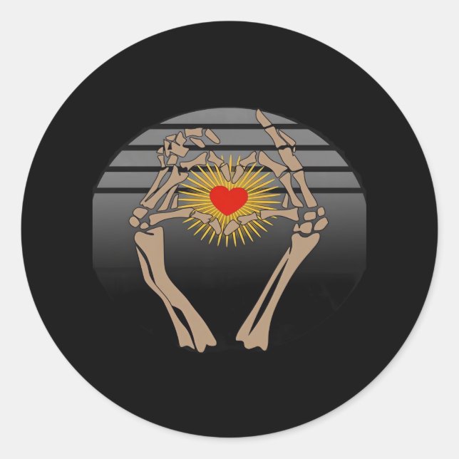 Adesivo Skeleton Mãos Fazer Um Cardíaco Clássico (Frente)