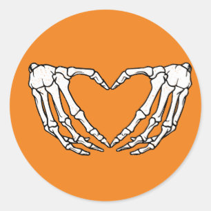 Adesivo Skeleton Mãos Vinheta de Forma Cardíaca