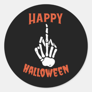 Adesivo Skeleton Middle Finger Happy Halloween