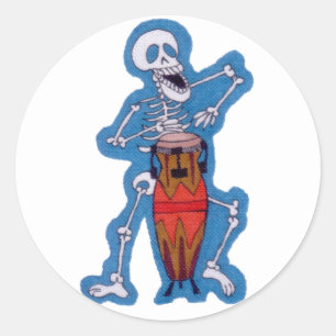 Adesivo Skeleton Musical Skeleton Drummer Toca Tambor Cong